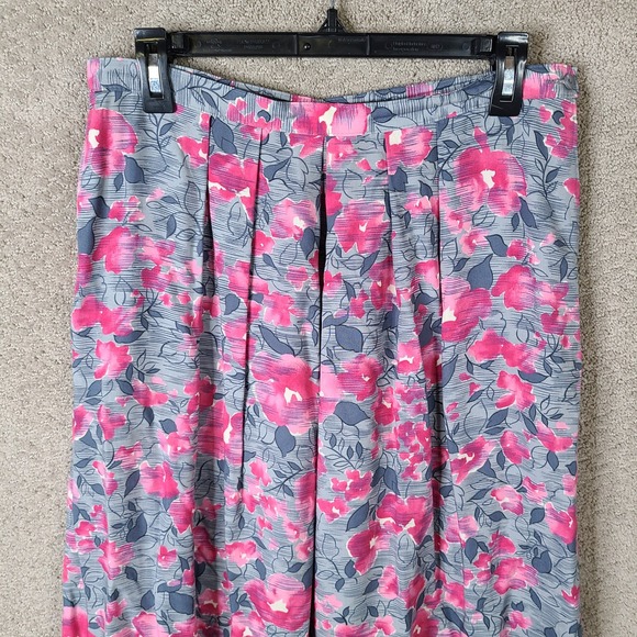 VTG Country Pendleton Sophisticates Skirt 14 Pink Gray Floral Maxi Rayon Pleated - Picture 2 of 9